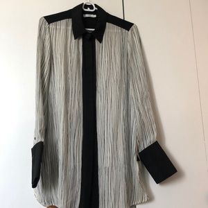 Vince Silk Split Hem Button-up Shirt